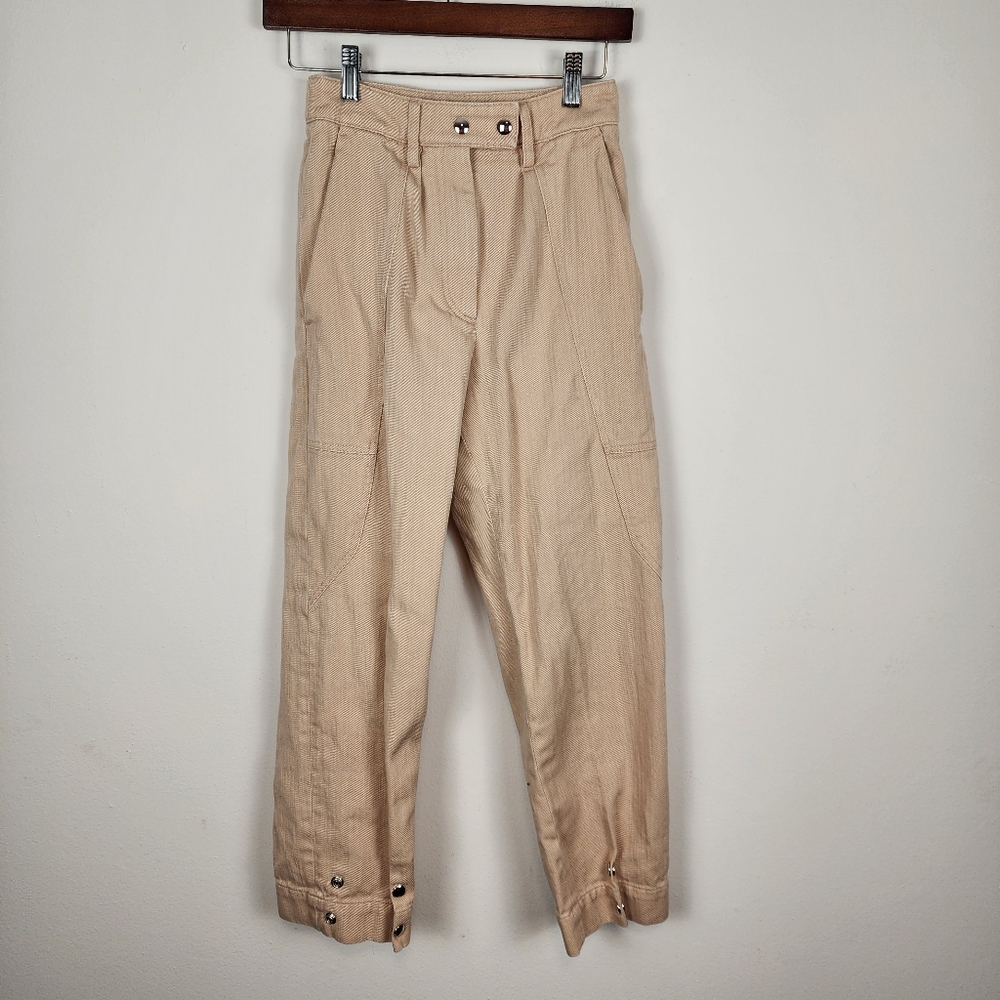 Iro Viklay High Rise Cotton Twill Waist Cuff Snaps Dusty Pink Pants Women's 32